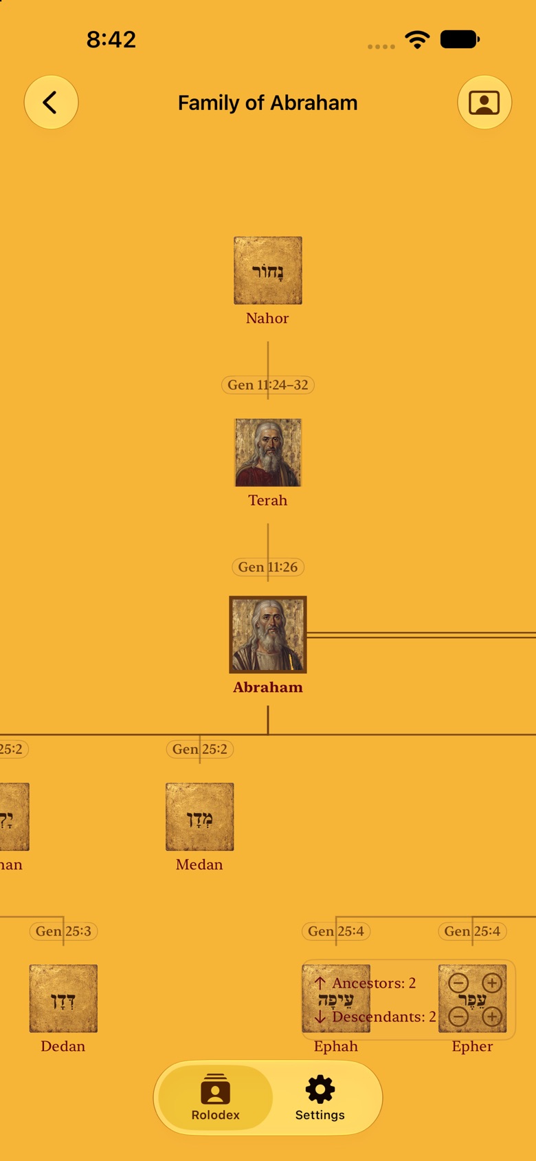 Bible Rolodex family tree