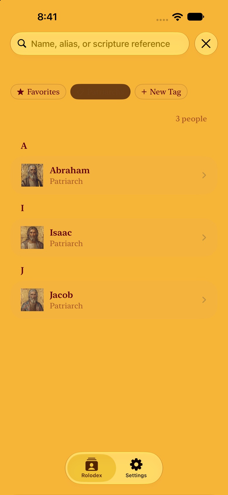Bible Rolodex tag filter